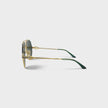 Rounded Main Frame Sunglasses Stainless Steel Green