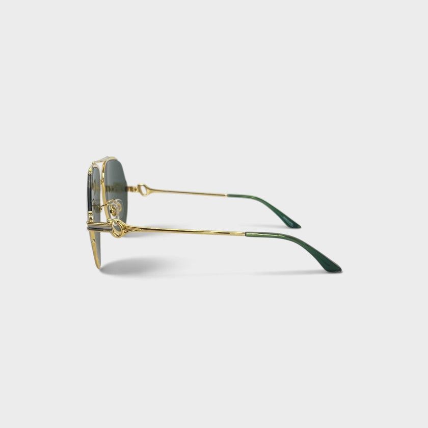 Rounded Main Frame Sunglasses Stainless Steel Green
