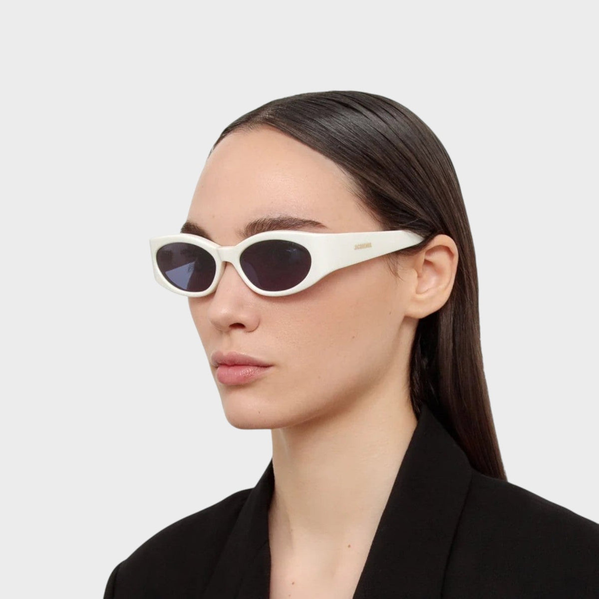 Linda Farrow Ovalo Oval Sunglasses in White