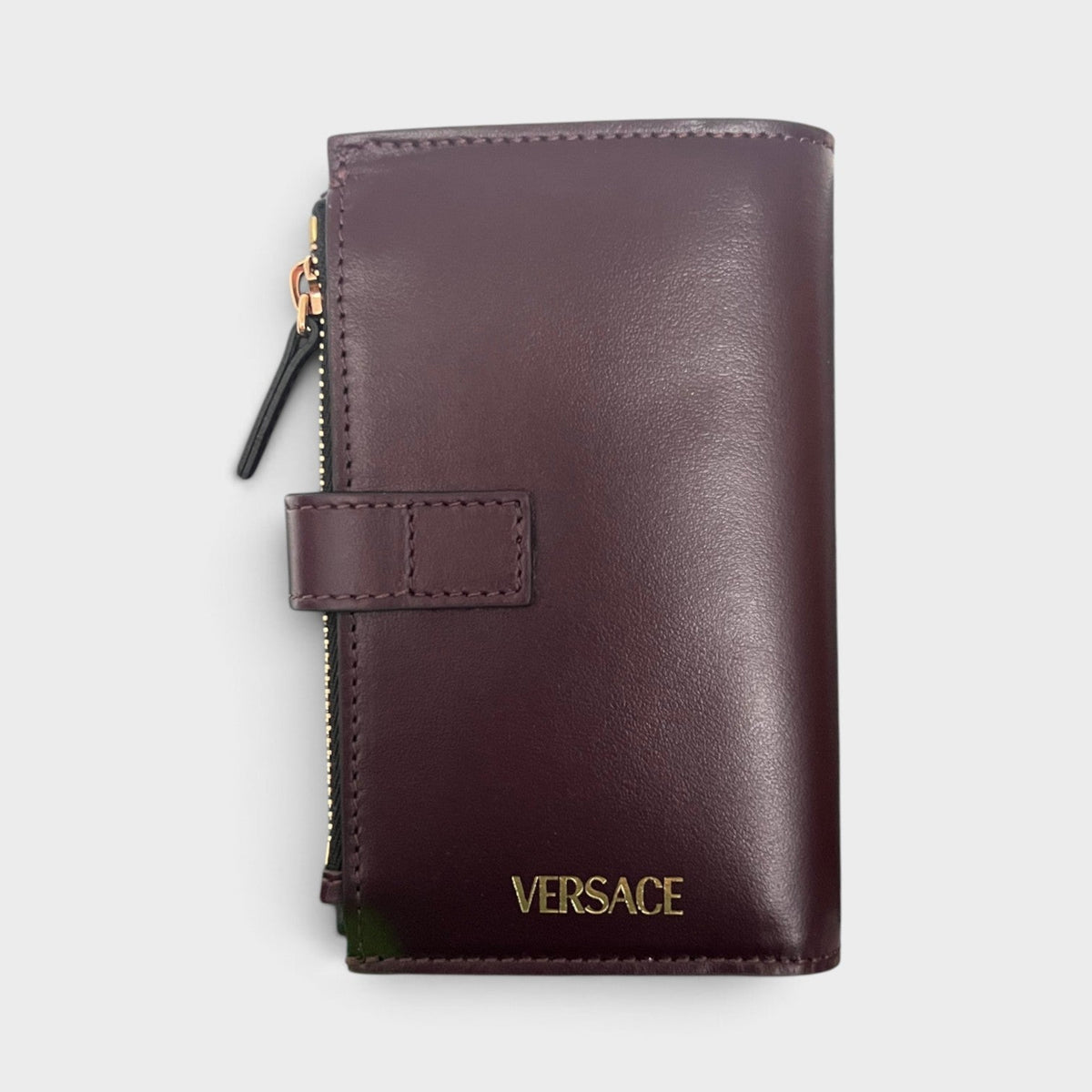 Medusa Compact Wallet Calf Leather Maroon Brown