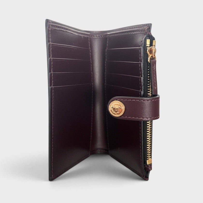 Medusa Compact Wallet Calf Leather Maroon Brown