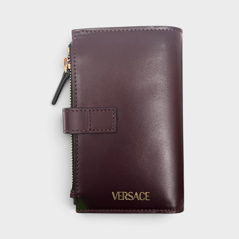 Medusa Compact Wallet Calf Leather Maroon Brown