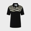 Contrasting-Collar Polo Shirt With Geometric Motifs Black
