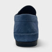 Medusa Greca Driver Suede Loafer Dark Stone Navy