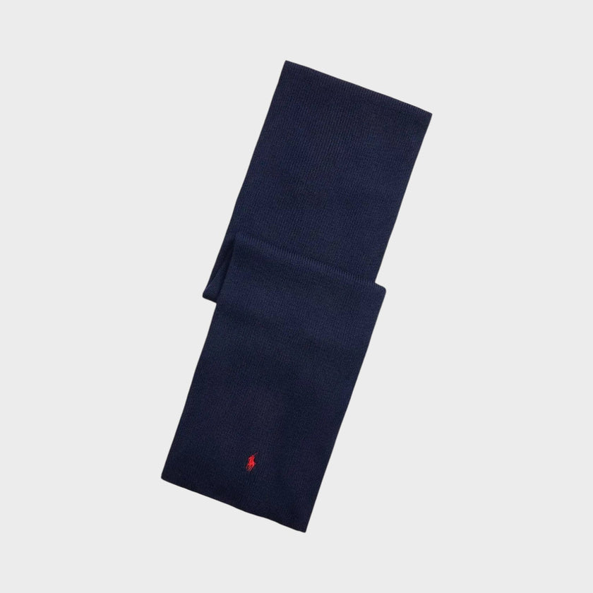 Signature Pony Wool Scarf Navy Blue