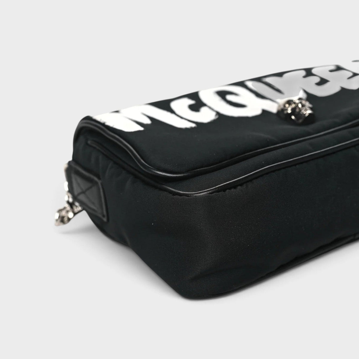 Nylon Graffiti Skull Small Crossbody Bag Black White