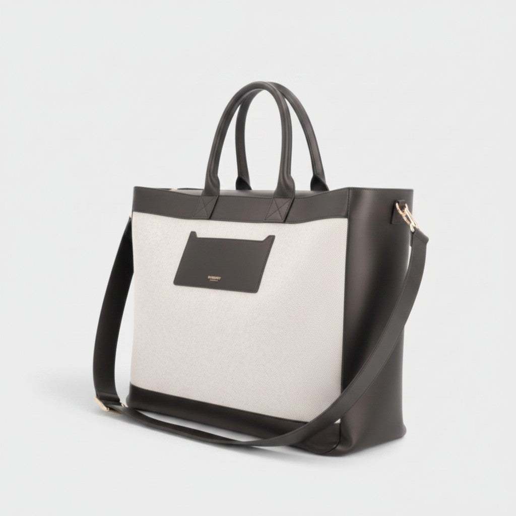 Two Way Ormond Canvas Leather Bag Beige Black