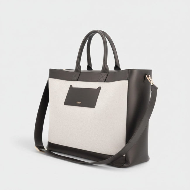 Two Way Ormond Canvas Leather Bag Beige Black