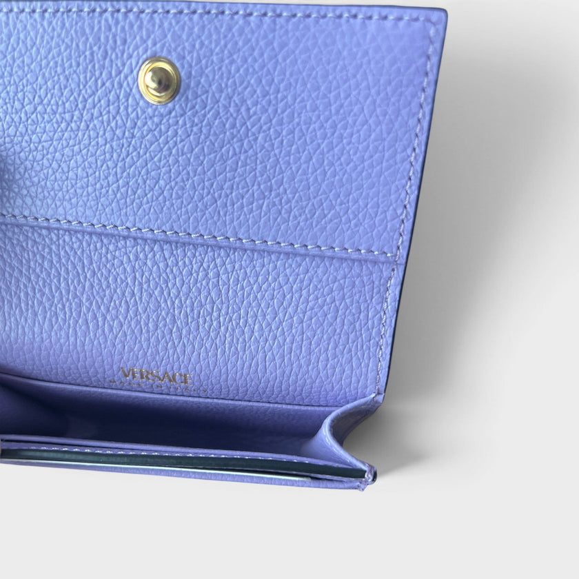 Medusa Head Business Card Holder Leather Purple