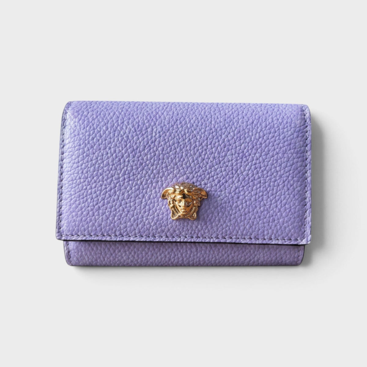 Medusa Head Business Card Holder Leather Purple