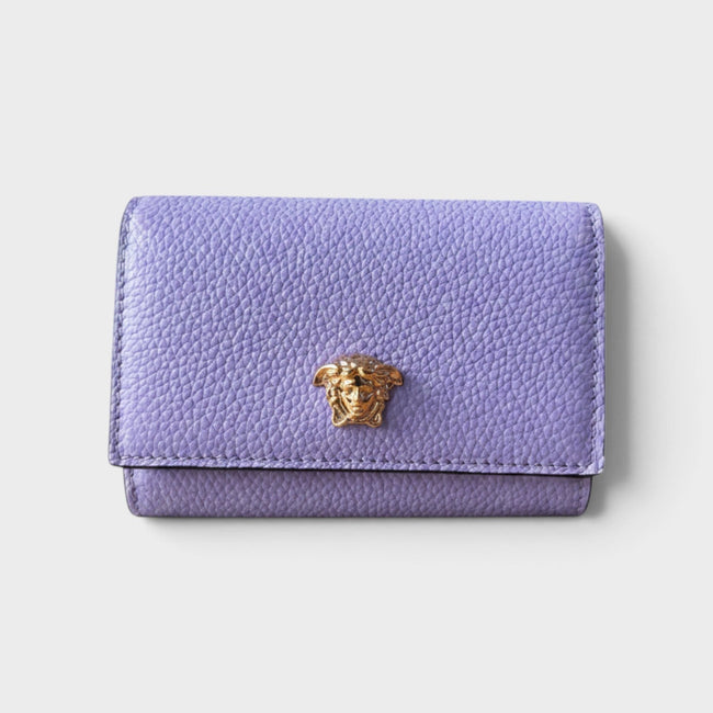 Medusa Head Business Card Holder Leather Purple