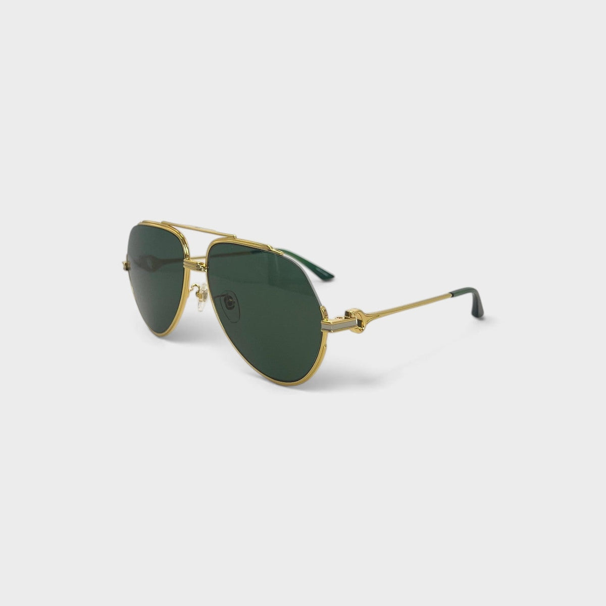 Rounded Main Frame Sunglasses Stainless Steel Green