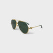 Rounded Main Frame Sunglasses Stainless Steel Green