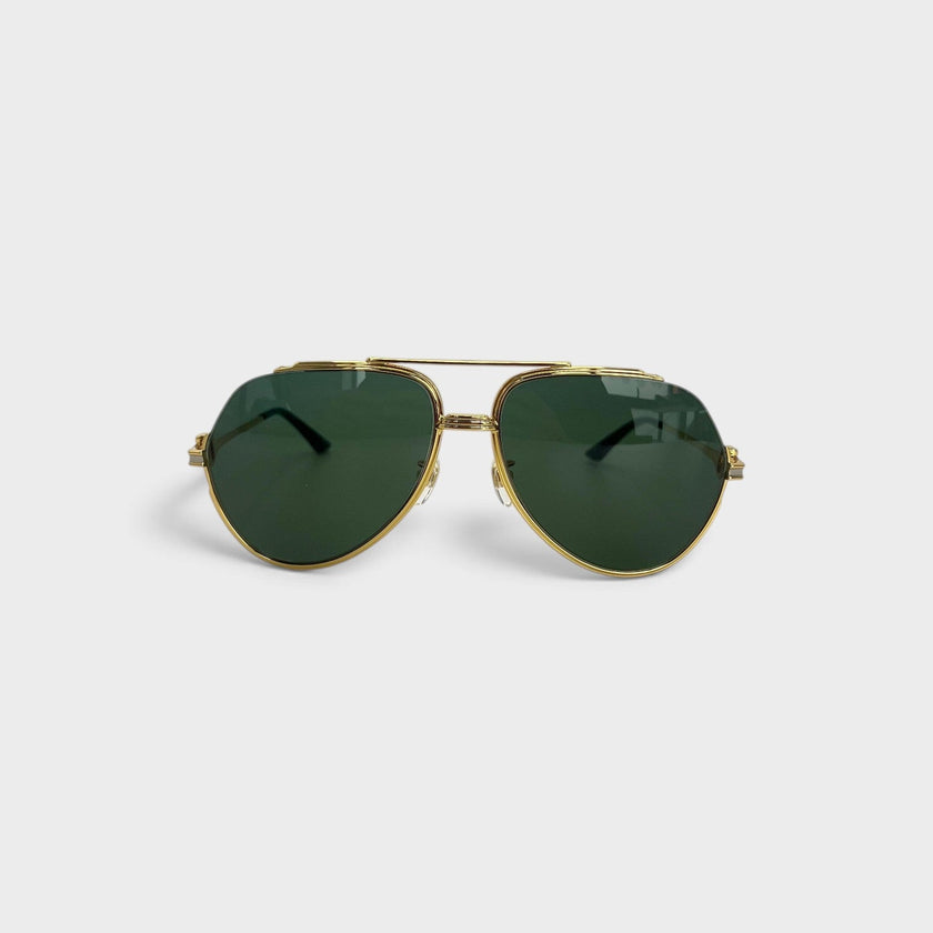 Rounded Main Frame Sunglasses Stainless Steel Green