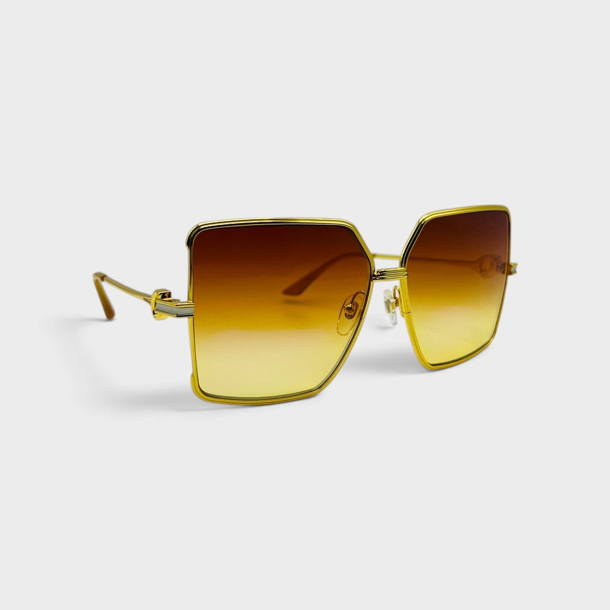 Stainless Steel Square Sunglasses Gold Silver Orange Sunset Gradient