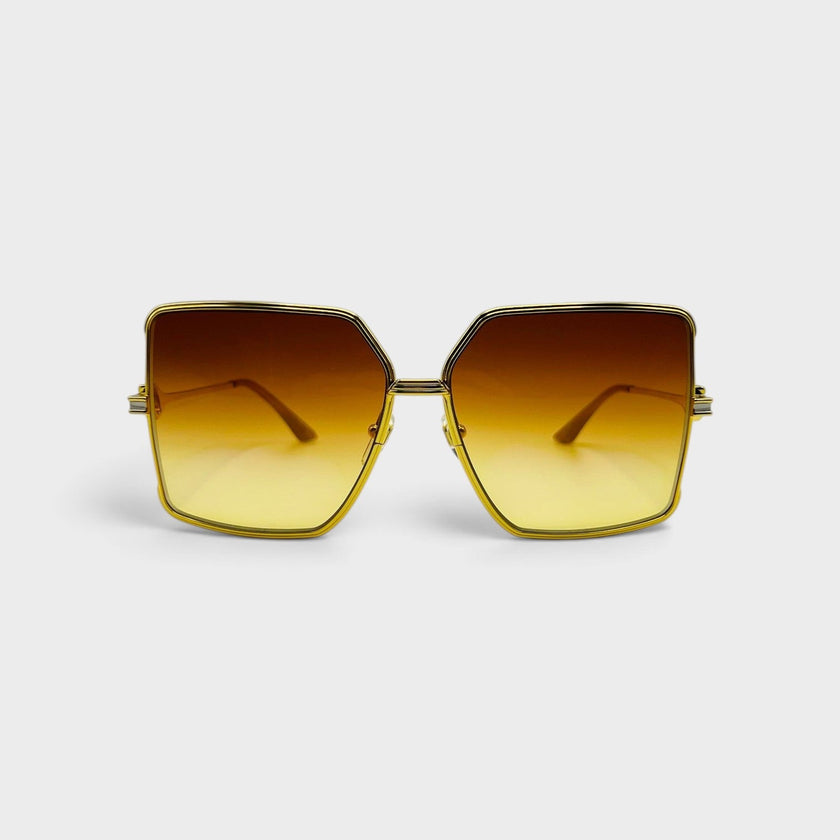 Stainless Steel Square Sunglasses Gold Silver Orange Sunset Gradient