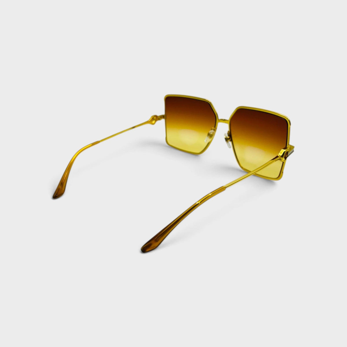 Stainless Steel Square Sunglasses Gold Silver Orange Sunset Gradient