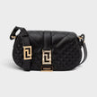 Greca Leather Quilted Shoulder Strap Bag Black