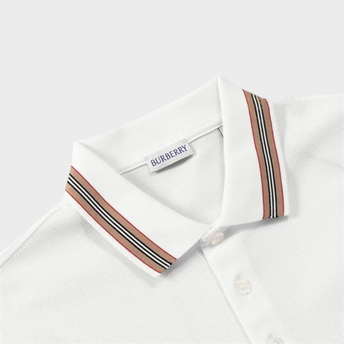 Hartford Stripe Checked Long Sleeve Polo White