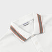 Hartford Stripe Checked Long Sleeve Polo White
