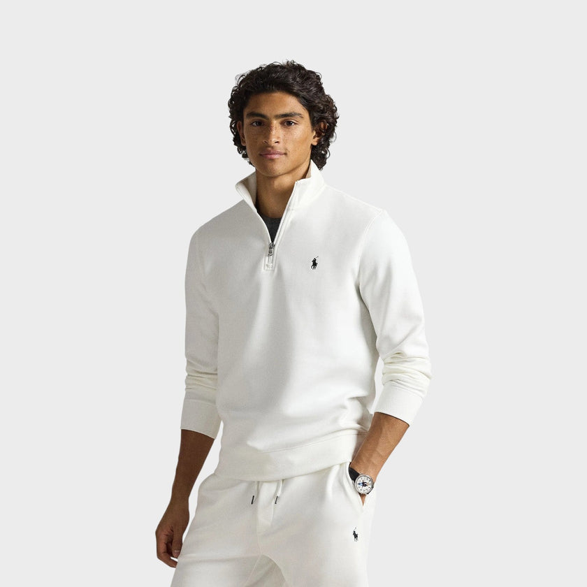 Knit Quater Zip Pullover Sweatshirt White