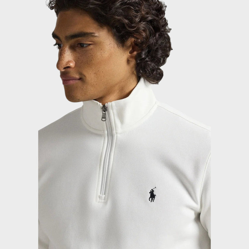 Knit Quater Zip Pullover Sweatshirt White