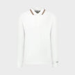Hartford Stripe Checked Long Sleeve Polo White