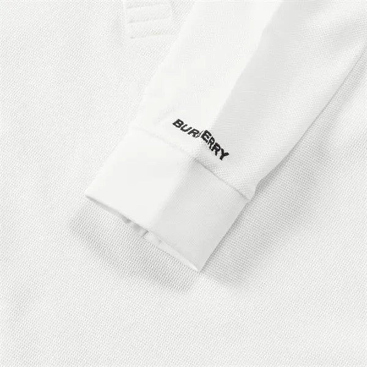 Hartford Stripe Checked Long Sleeve Polo White