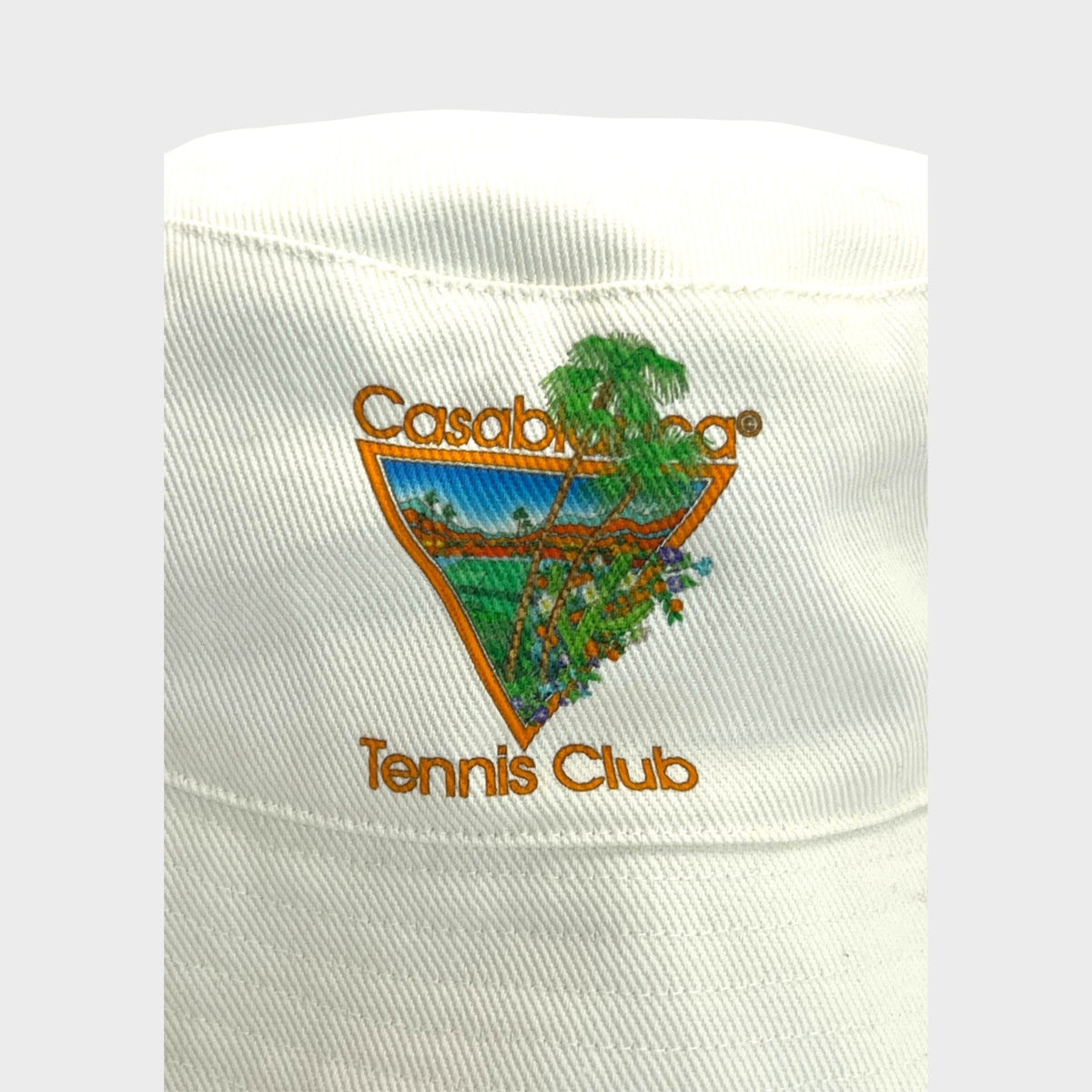 Printed Tennis Club Icon Bucket Hat White Orange