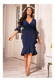 Vestido midi de encaje azul marino Tia