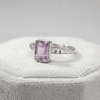 Tidewashed Amethyst Ring - Octagonal Amethyst & Hammered Band