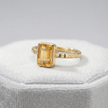 Tidewashed Citrine Ring - Octagonal Citrine & Hammered Band