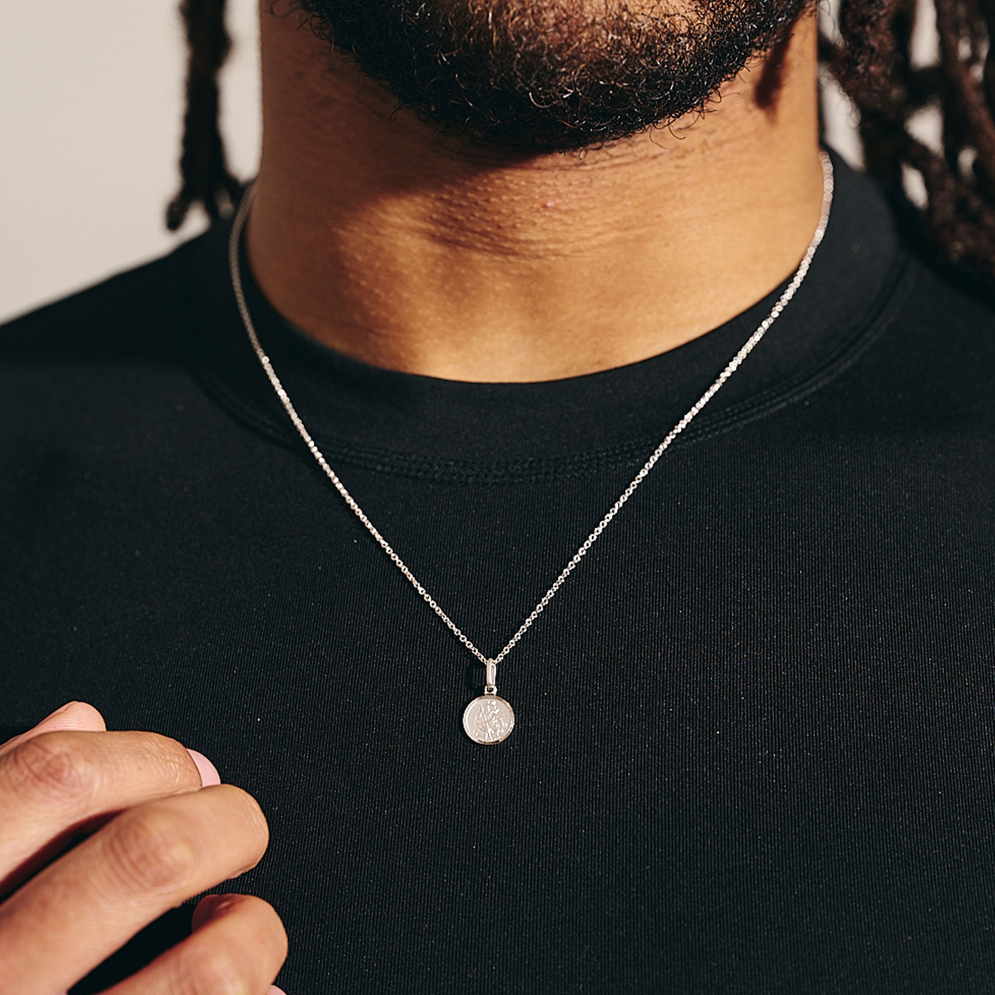 Klassieke Tiny Sint Christoffel Ketting Sterling Zilver 10 mm