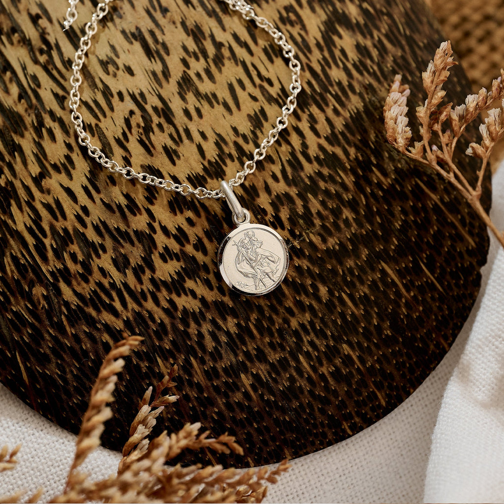 Klassieke Tiny Sint Christoffel Ketting Sterling Zilver 10 mm