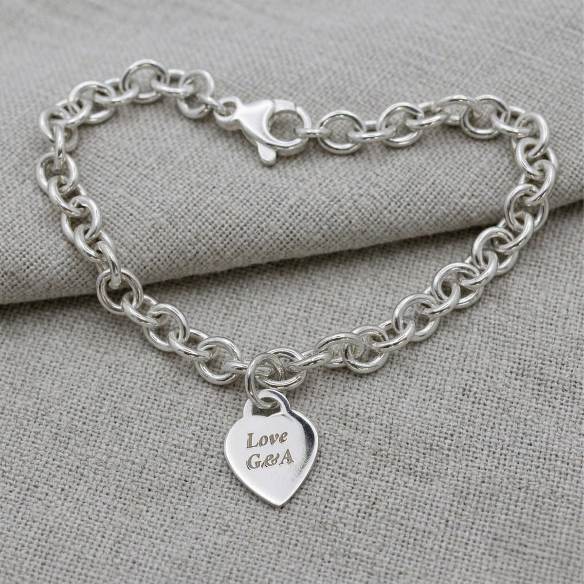 Tiny Heart Tag Personalised Silver Charm Bracelet