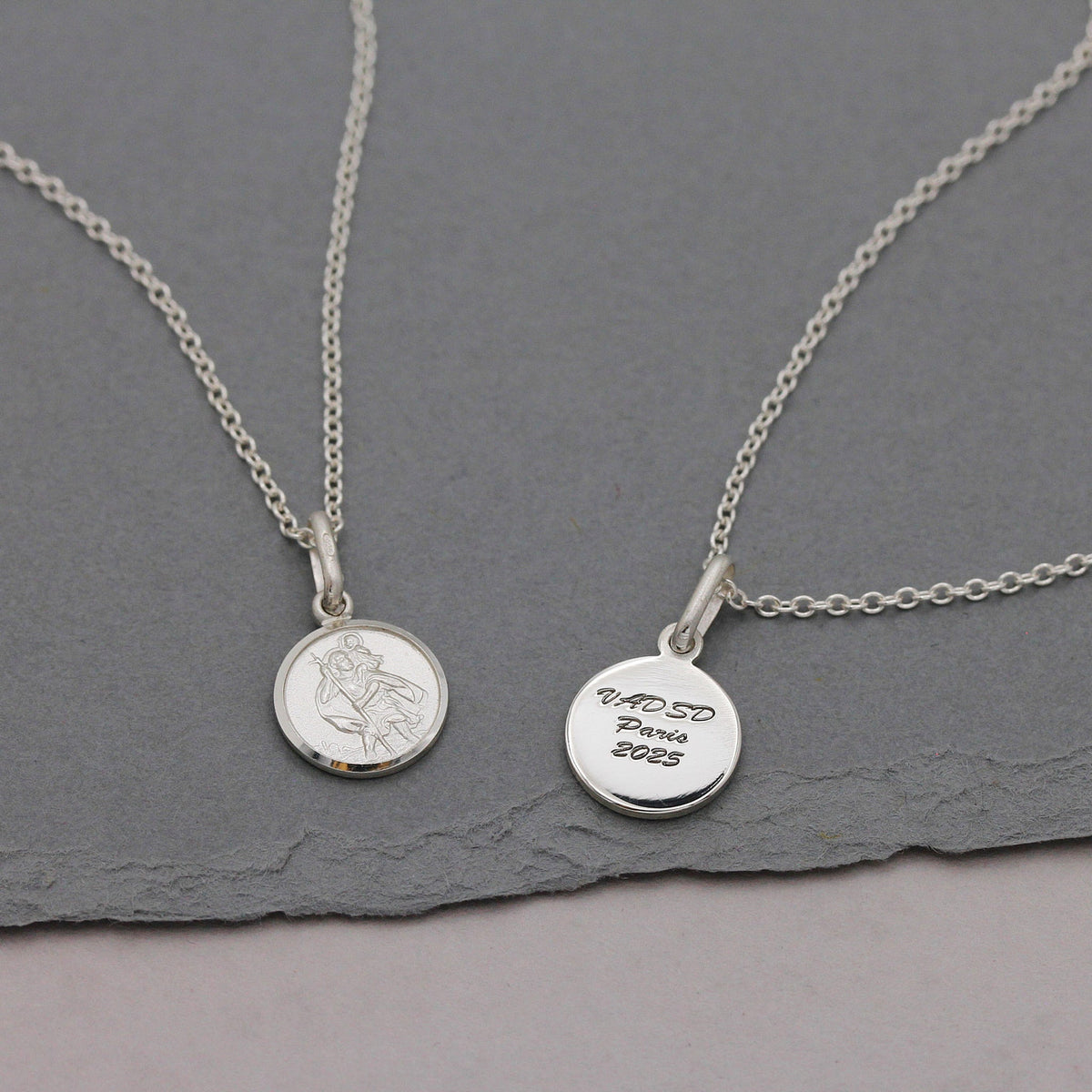 Classic Tiny St Christopher Necklace Sterling Silver 10mm