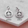 Travel Safe Outline Compass Silver Charm