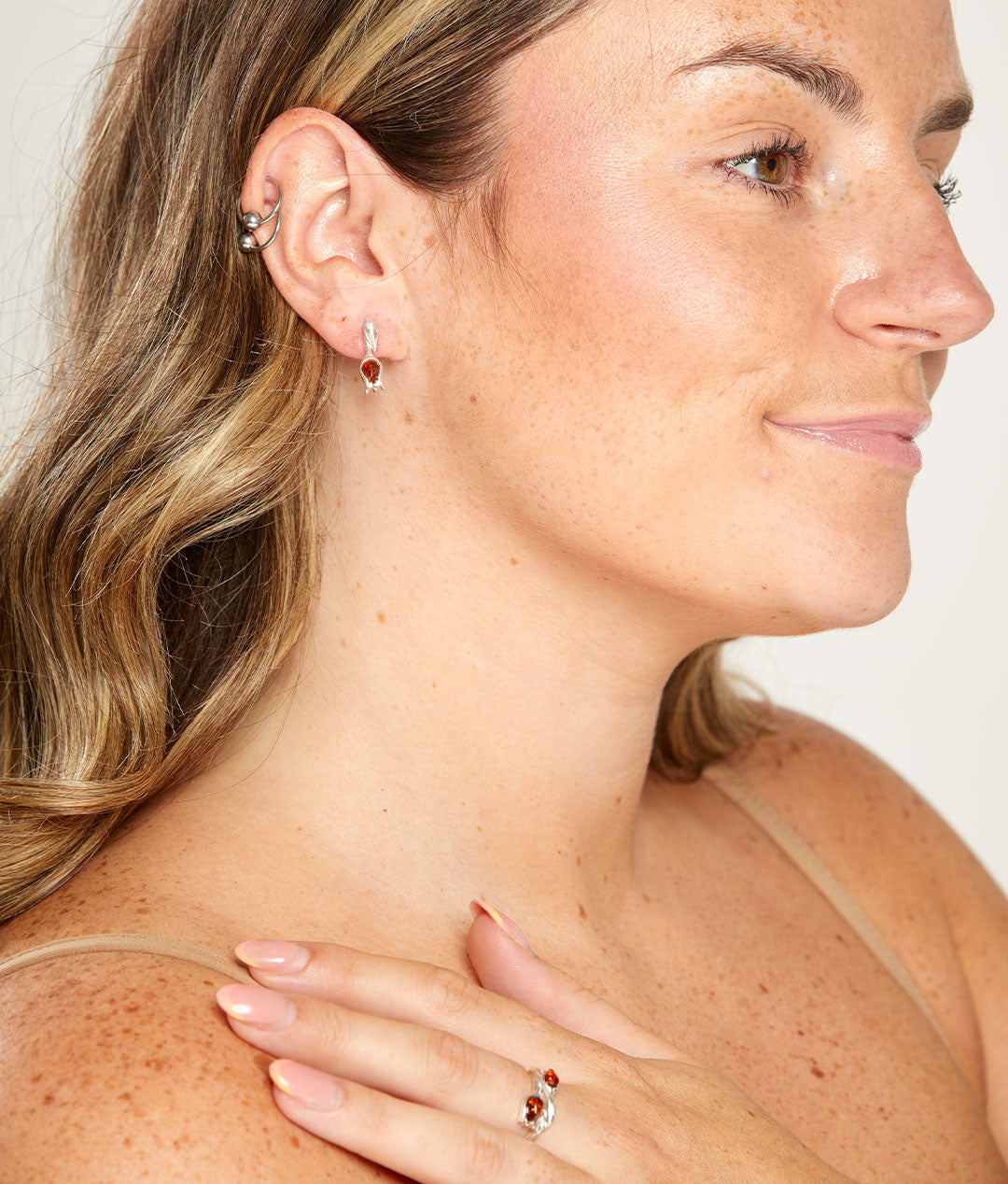 Amber Tulip Stud Earrings