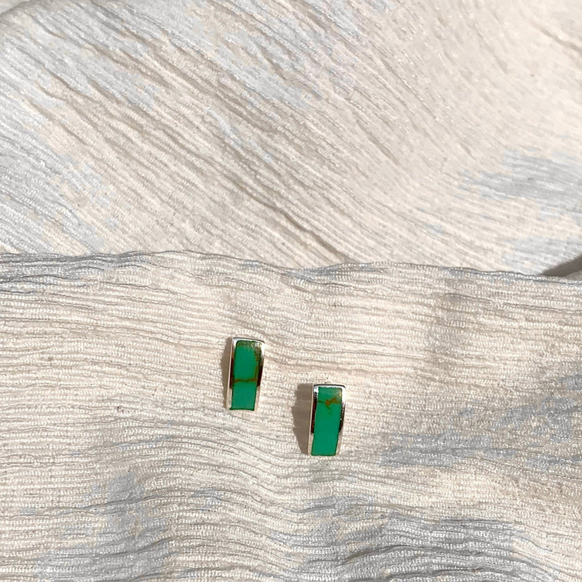 Türkise Sterling-Silber Ohrstecker, rechteckig