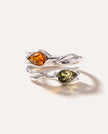 Anello a tulipano in ambra bicolore