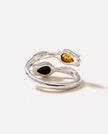Anello a tulipano in ambra bicolore