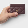 Logo Quilted Card Holder Aubergine