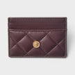 Logo Quilted Card Holder Aubergine