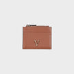 Virtus Logo Zip Cardholder Leather Brown
