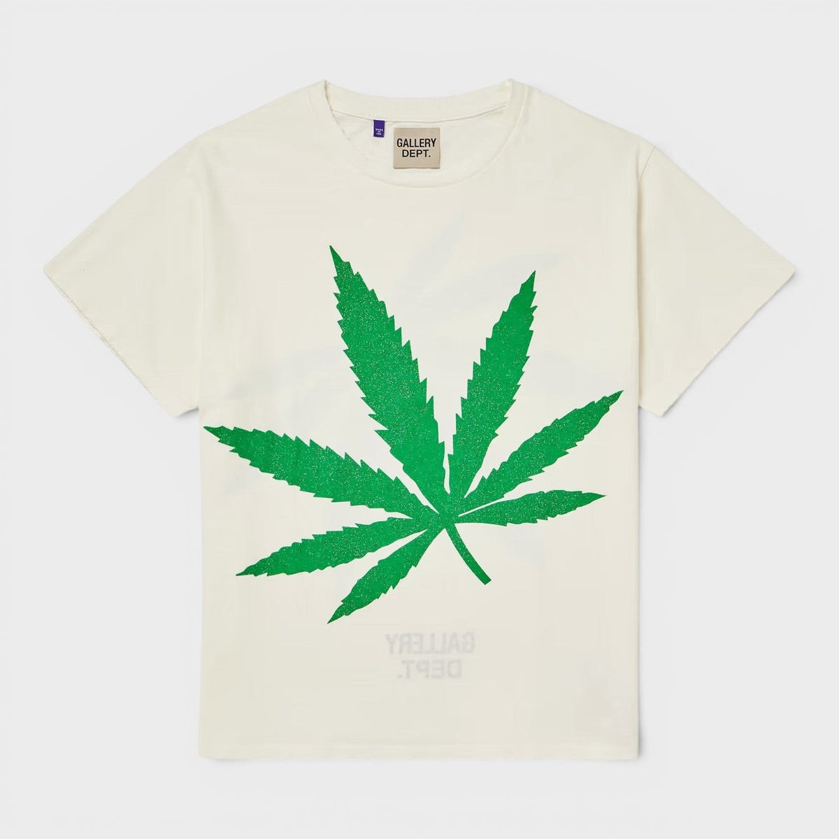 Weed Glittered Cotton Jersey T-Shirt White Green