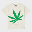 Weed Glittered Cotton Jersey T-Shirt White Green