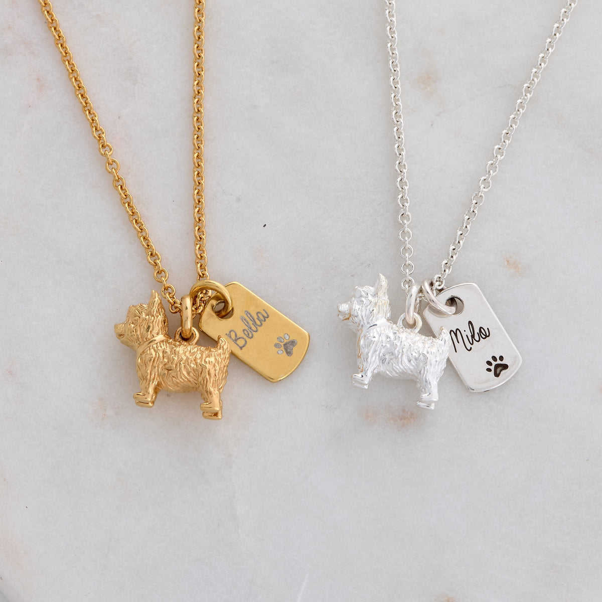 West Highland Terrier Personalised Silver Dog Tag Necklace