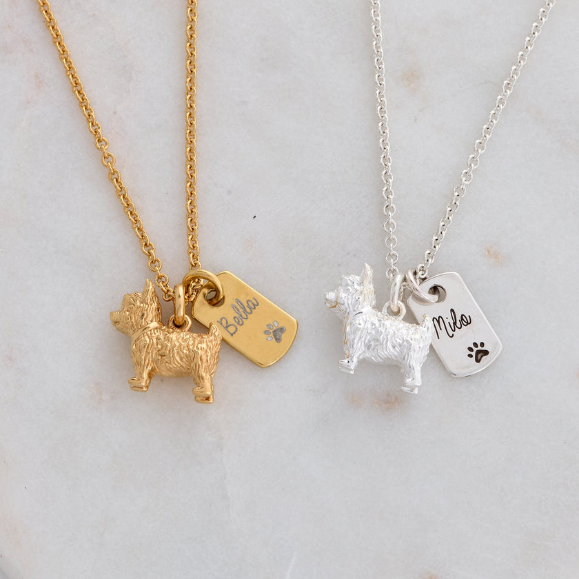 West Highland Terrier Personalised Silver Dog Tag Necklace