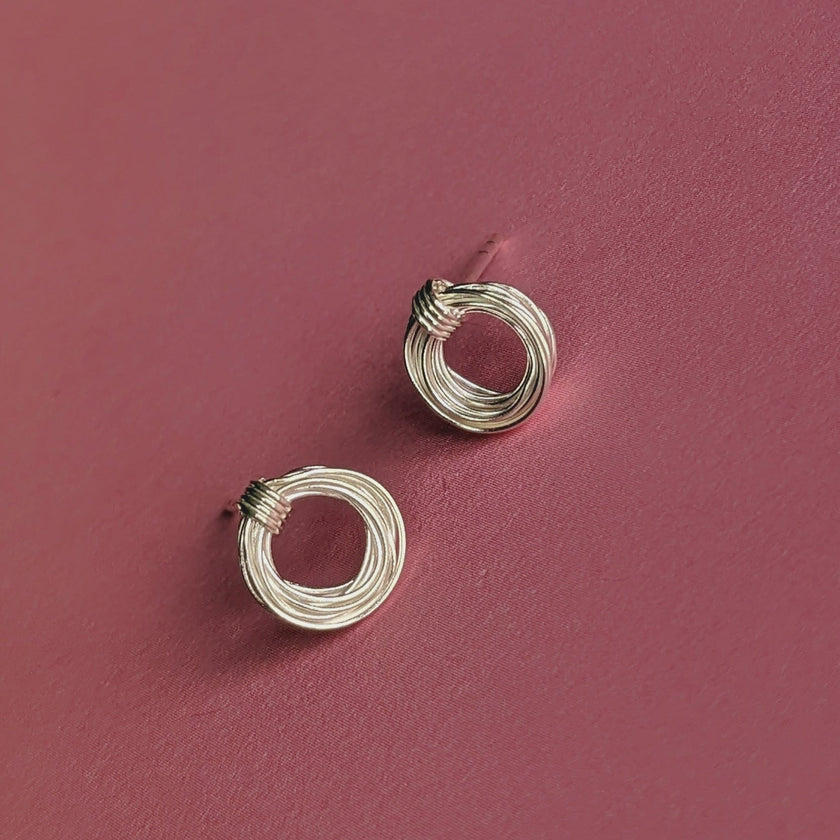 Drahtspulen-Creolen Sterling Silber Ohrstecker