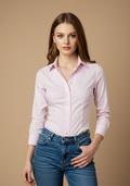 Women's Fitted Pink Oxford Shirt